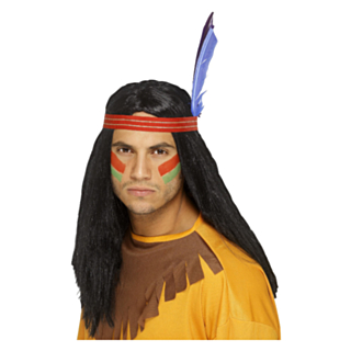 Indianer Parykk & Pannebånd