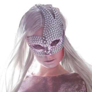 Maskerade Øyenmaske Sølv og Lyserosa