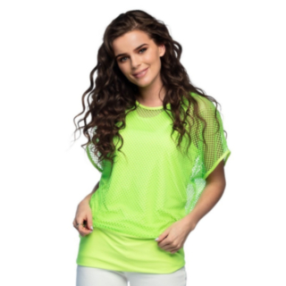 90-talls Bluse med Netting Neongrønn