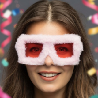 Fluffy Firkantede Partybriller Rosa
