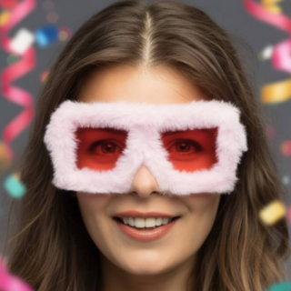 Fluffy Firkantede Partybriller Rosa