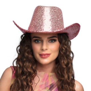 Glitter Cowboyhatt Rosa