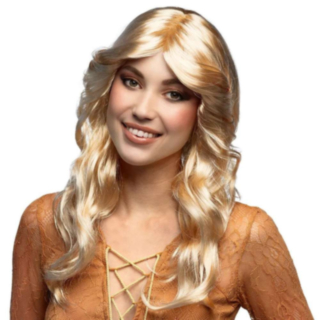 Lang Bølgete Parykk Blond