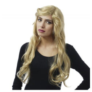 Lang Bølgete Parykk Blond