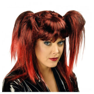 Punker Fletter Parykk Rød