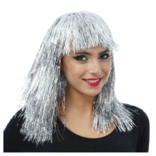 Glitter Parykk Sølv