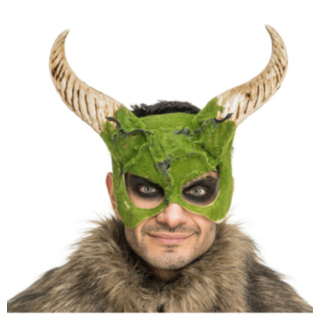 Monster Maske med Horn Grønn