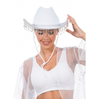 Rhinsten Cowboyhatt Hvit