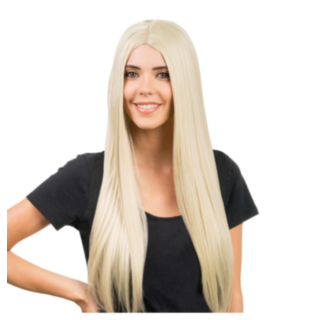 Lang Glatt Parykk Blond