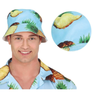 Hawaii Ananas Bøttehatt Blå