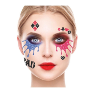 Harley Quinn Ansiktssmykker Blå og Rosa