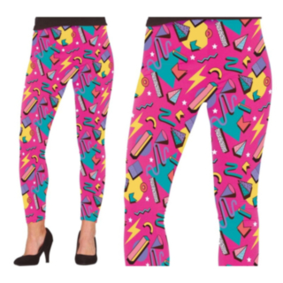 80-talls Geometri Leggings Rosa