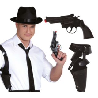 Gangster Lekepistol med Skulderhylster