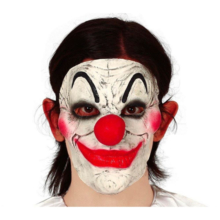 Halloween Klovn Halvmaske Hvit og Rød