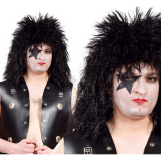 Rockestjerne Kiss Parykk Svart