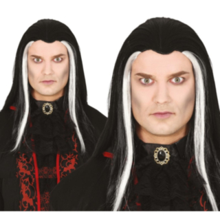 Hvitstripete Vampyr Parykk Svart