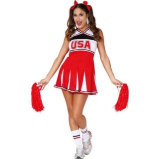 USA Cheerleader Kostyme Rød og Hvit