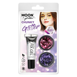 Klassisk Chunky Glitter Sminkesett Rosa og Lilla