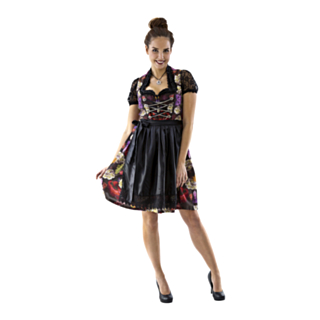 Dirndl Blomster Svart