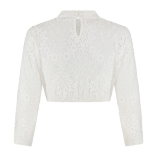 Dirndl Bluse Høyhalset Blonde Kremhvit