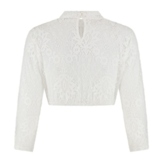 Dirndl Bluse Høyhalset Blonde Kremhvit