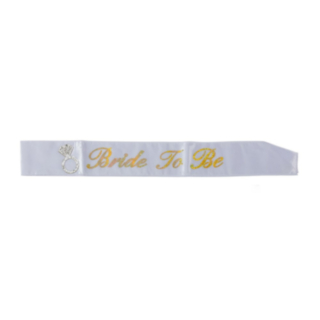 Bride To Be Sash Hvit og Gull