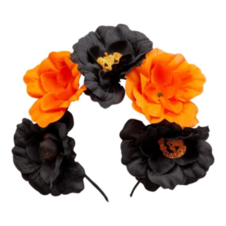 Halloween Blomster Hårbøyle Svart og Oransje