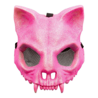 Katt Skjelettmaske Lyserosa