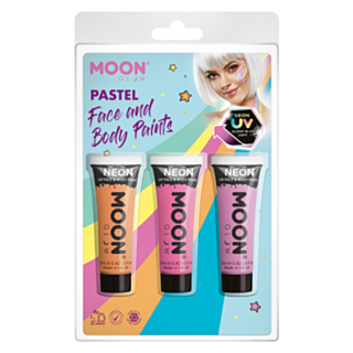Ansiktsmaling UV Pastell Prinsesse Sminkesett Oransje Rosa og Lilla