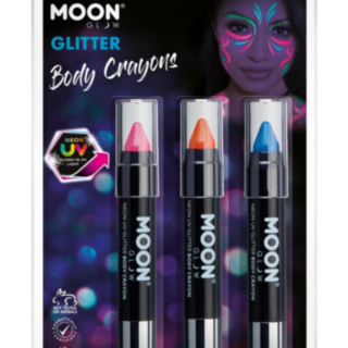 Sminkeblyanter Neon UV Glitter Rosa Oransje og Blå