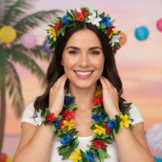 Hawaiikrans Grønn og Multifarget