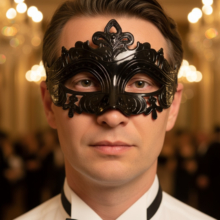 Venetiansk Barokk Øyemaske Svart
