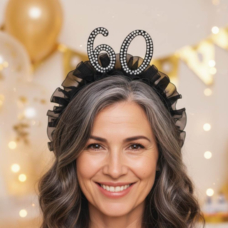 60 År Bursdag Perle Hårbøyle Svart