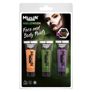 Moon Terror Halloween Ansikts- og Kroppsmaling Oransje/Grønn/Lilla