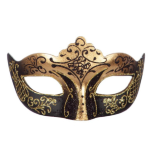 Venedig Glimmer Maske Gull og Svart