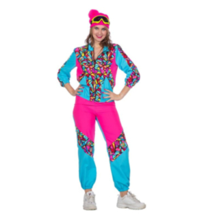 80-talls Neon Skidress Kostyme Rosa og Blå