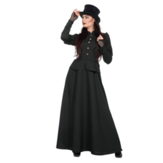 Victoriansk Kjole Kostyme Svart