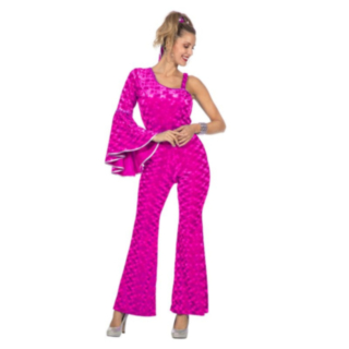 Disco Catsuit Kostyme Rosa