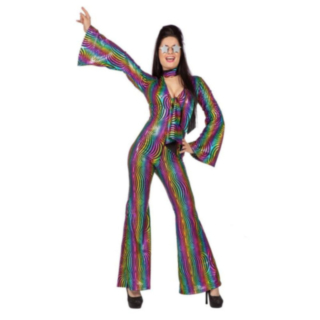 Disko Catsuit Kostyme Regnbue
