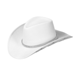 Glitrende Cowboyhatt Hvit
