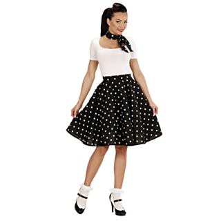 50-talls Polka Skjørt Svart