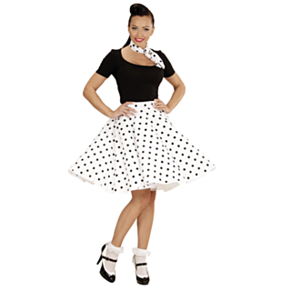 50-talls Polka Skjørt Hvit