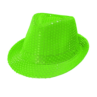 Paljettfedora neongrønn