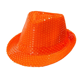 Paljettfedora neonoransje