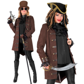 Steampunk Pirat Kaptein Frakk Kostyme