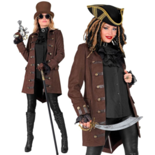 Steampunk Pirat Kaptein Frakk Kostyme