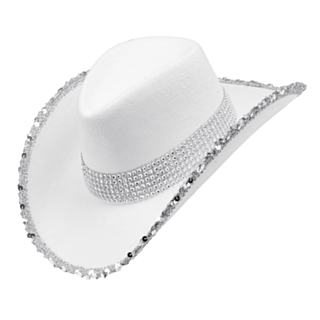 Glitter Cowboyhatt Hvit
