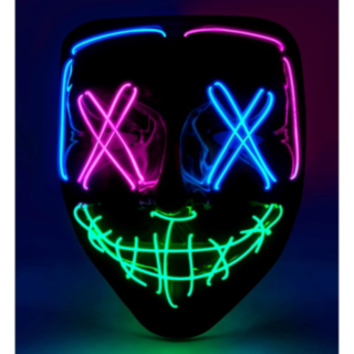 Purge LED Maske Blå Rosa og Grønn