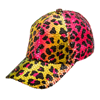 Leopard Paljett Caps Regnbue