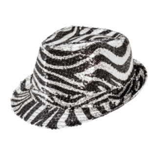 Sebrastripete Fedora Hatt Sølv